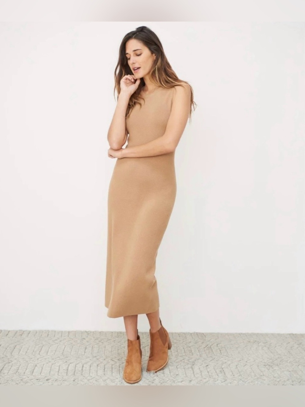 Jenni Kayne, Sleeveless Sweater Dress, Camel, Small, NWT